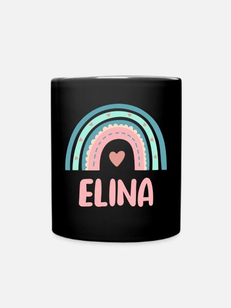 Elina Name Regenbogen Baby - Tasse einfarbig - Schwarz