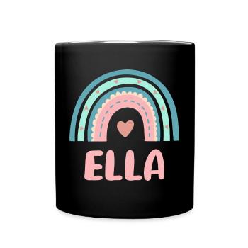 Ella Name Rainbow Baby - Full Colour Mug - black - Front