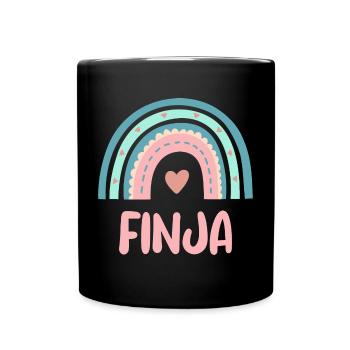 Finja Name Regenbogen Baby - Tasse einfarbig - Schwarz - Vorne
