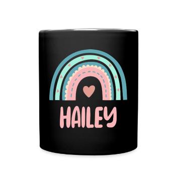 Hailey Name Regenbogen Baby - Tasse einfarbig - Schwarz - Vorne