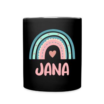 Jana Name Regenbogen Baby - Tasse einfarbig - Schwarz - Vorne