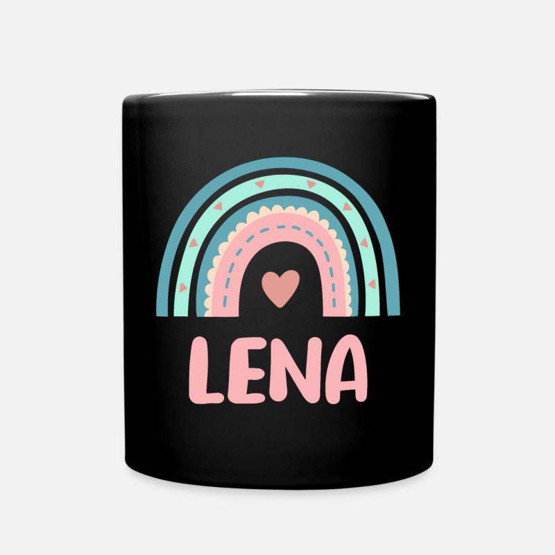 Lena Name Regenbogen Baby - Tasse einfarbig - Schwarz
