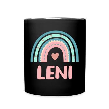 Leni Name Regenbogen Baby - Tasse einfarbig - Schwarz - Vorne