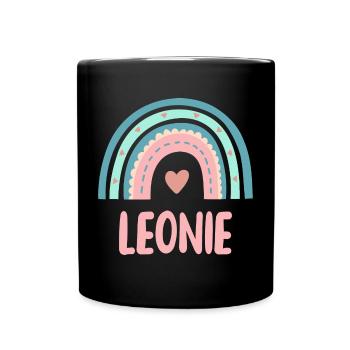 Leonie Name Regenbogen Baby - Tasse einfarbig - Schwarz - Vorne