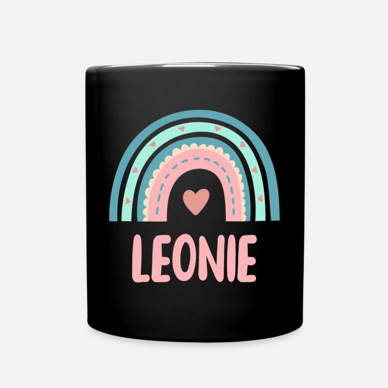 Leonie Name Regenbogen Baby - Tasse einfarbig - Schwarz
