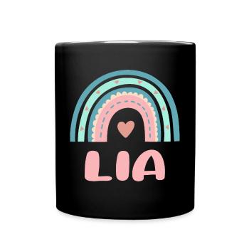 Lia Name Regenbogen Baby - Tasse einfarbig - Schwarz - Vorne