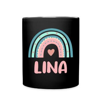 Lina Name Regenbogen Baby - Tasse einfarbig - Schwarz - Vorne