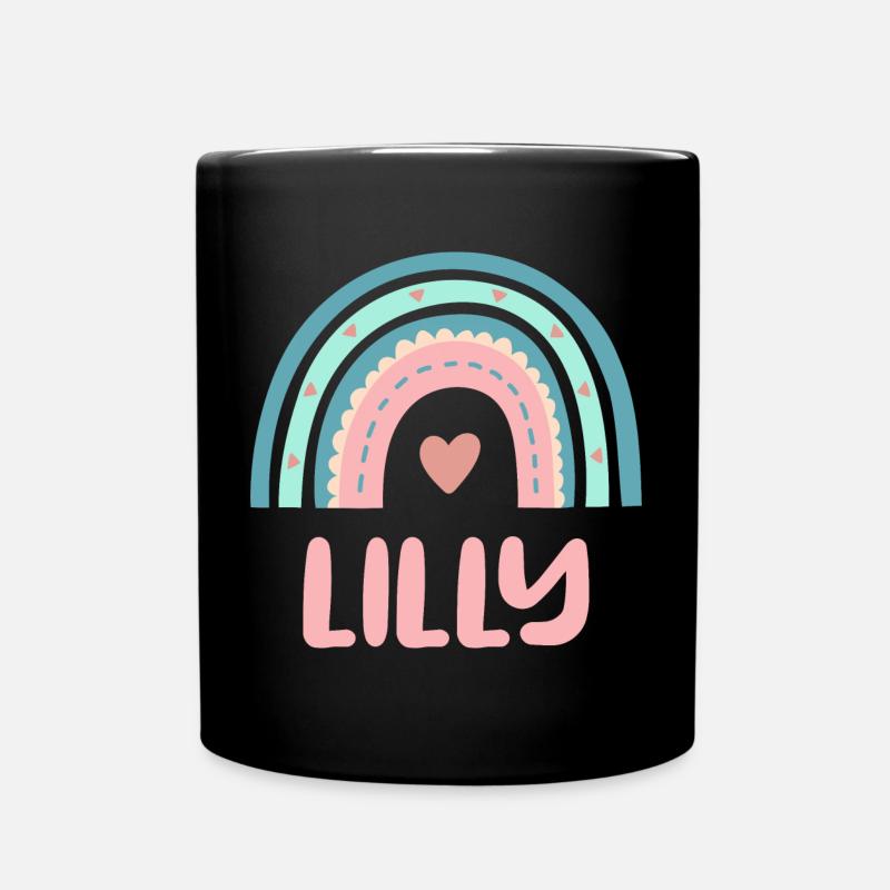 Lilly Name Regenbogen Baby - Tasse einfarbig - Schwarz