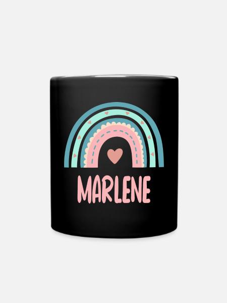 Marlene Name Regenbogen Baby - Tasse einfarbig - Schwarz