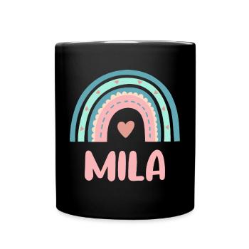 Mila Name Rainbow Baby - Full Colour Mug - black - Front