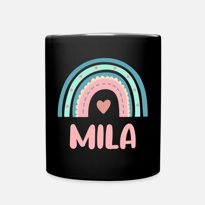 Mila Name Regenbogen Baby - Tasse einfarbig - Schwarz