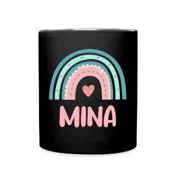 Mina Name Regenbogen Baby - Tasse einfarbig - Schwarz - Vorne