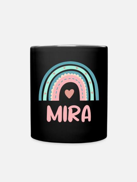 Mira Name Regenbogen Baby - Tasse einfarbig - Schwarz