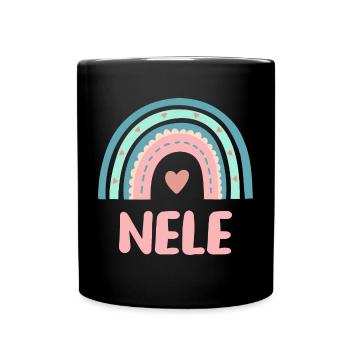 Nele Name Regenbogen Baby - Tasse einfarbig - Schwarz - Vorne
