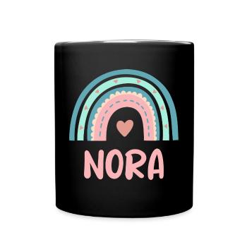 Nora Name Regenbogen Baby - Tasse einfarbig - Schwarz - Vorne