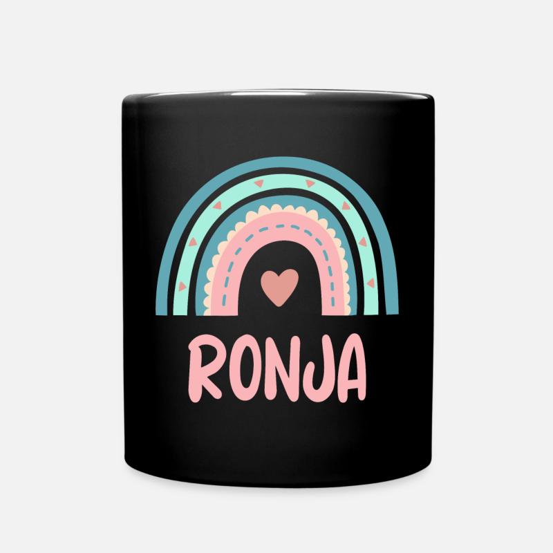 Ronja Name Regenbogen Baby - Tasse einfarbig - Schwarz