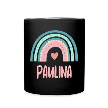Paulina Name Regenbogen Baby - Tasse einfarbig - Schwarz - Vorne