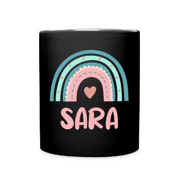 Sara Name Regenbogen Baby - Tasse einfarbig - Schwarz - Vorne