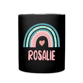 Rosaline Name Regenbogen Baby - Tasse einfarbig - Schwarz - Vorne