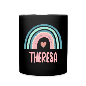 Theresa Name Regenbogen Baby - Tasse einfarbig - Schwarz - Vorne