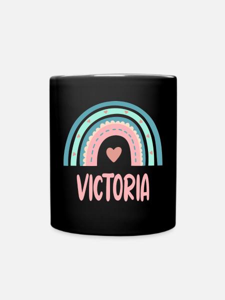 Victoria Name Rainbow Baby - Full Colour Mug - black