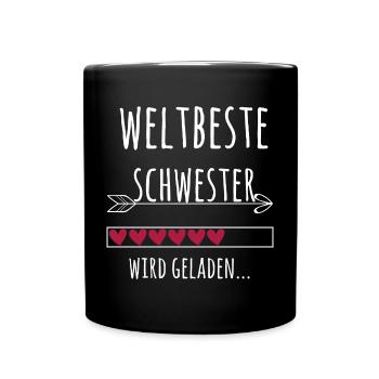 Weltbeste Schwester Ankündigung Schwangerschaft - Tasse einfarbig - Schwarz - Vorne