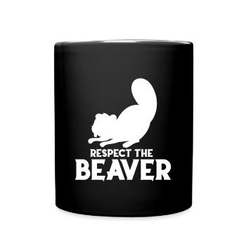 Bieber Beaver Nagetier Waldtier Damm Tierfreund - Tasse einfarbig - Schwarz - Vorne
