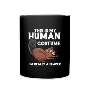 Bieber Beaver Nagetier Waldtier Damm Tierfreund - Tasse einfarbig - Schwarz - Vorne
