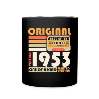 1953 vintage retro cassette birthday gift - Full Colour Mug - black - Front