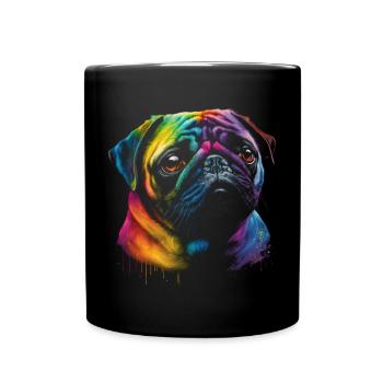 Chien carlin aux couleurs de l’arc-en-ciel - Mug uni - noir - Devant