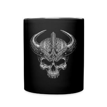 Viking skull with horned helmet - Full Colour Mug - black - Front