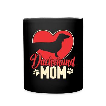 Dackel Mama Geschenk - Tasse einfarbig - Schwarz - Vorne