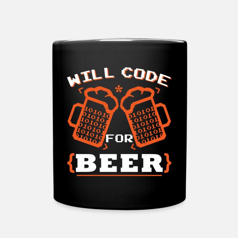 Will Code For Beer - Full Colour Mug - black