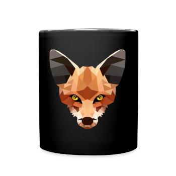 Fuchskopf - Low Poly Art. - Tasse einfarbig - Schwarz - Vorne