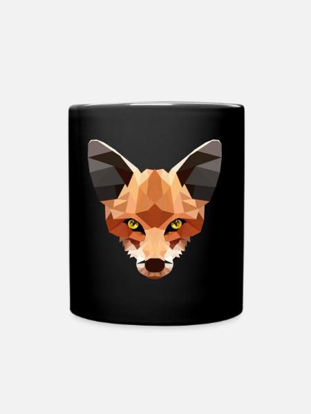 Fuchskopf - Low Poly Art. - Tasse einfarbig - Schwarz