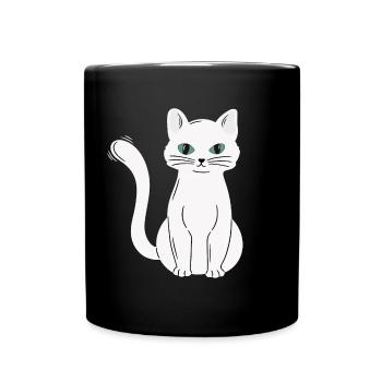 White Main Coon Cat Cat Outfit for - Full Colour Mug - black - Front