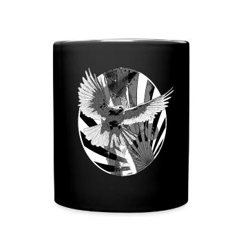 Taube schwarz weiß Friedenssymbol - Tasse einfarbig - Schwarz - Vorne