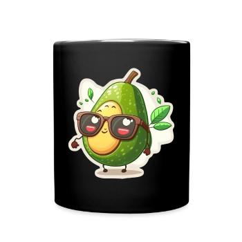 Niedliche Avocado Brille Vegetarier Veganer - Tasse einfarbig - Schwarz - Vorne