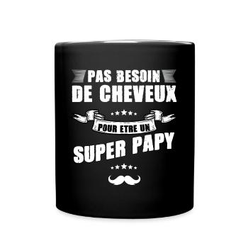 Super papy Sans Cheveux Humour Grand-père - Mug uni - noir - Devant