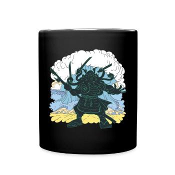 Géant Cthulhu samouraï japonais - Mug uni - noir - Devant