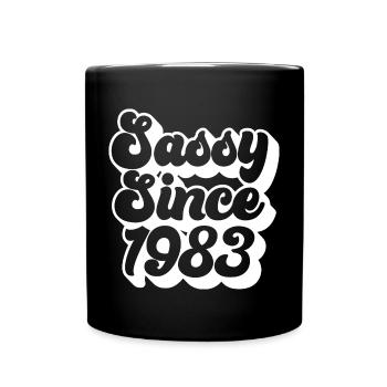 frech seit 1983, Geschenk zum 40. Geburtstag 40 Jahre alt - Tasse einfarbig - Schwarz - Vorne