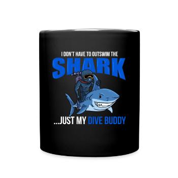 Taucher Hai Buddy Scuba Diving Tauchen Tiefsee - Tasse einfarbig - Schwarz - Vorne