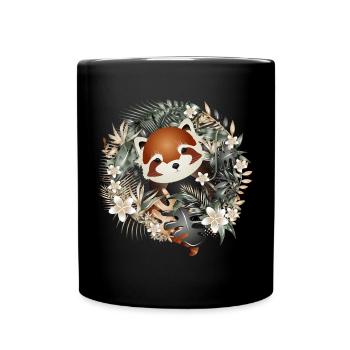 zauberhafter kleiner roter Panda Bär im Dschungel - Tasse einfarbig - Schwarz - Vorne