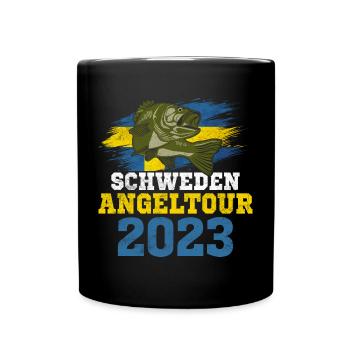 Schweden Angeltour 2023 Angeltrip - Tasse einfarbig - Schwarz - Vorne