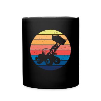 Bagger Vintage Baustelle Fahrzeuge Baggerfahrer - Tasse einfarbig - Schwarz - Vorne