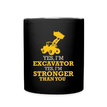 Bagger Baustelle Fahrzeuge Baggern Baggerfahrer - Tasse einfarbig - Schwarz - Vorne