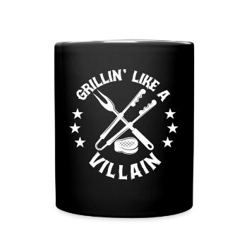 Lustiger Grill-Spruch I Grillen Motiv - Tasse einfarbig - Schwarz - Vorne