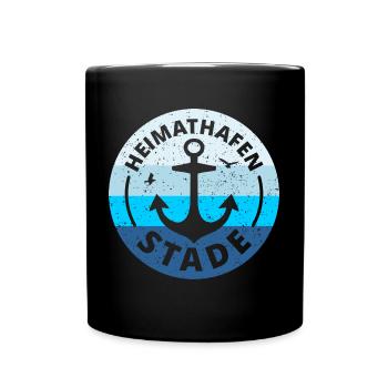 Stade - Heimathafen Stade Stader Geschenkidee - Tasse einfarbig - Schwarz - Vorne