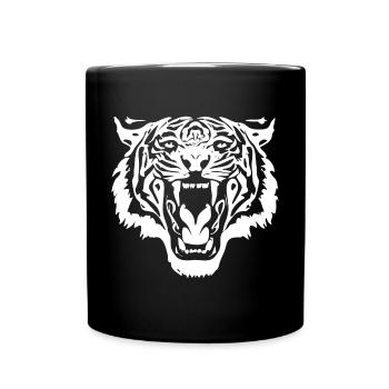 Tigerkopf - Tasse einfarbig - Schwarz - Vorne