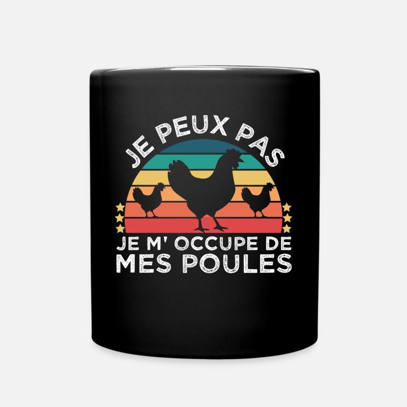 Je peux pas je m' occupe de mes poules humour - Mug uni - noir